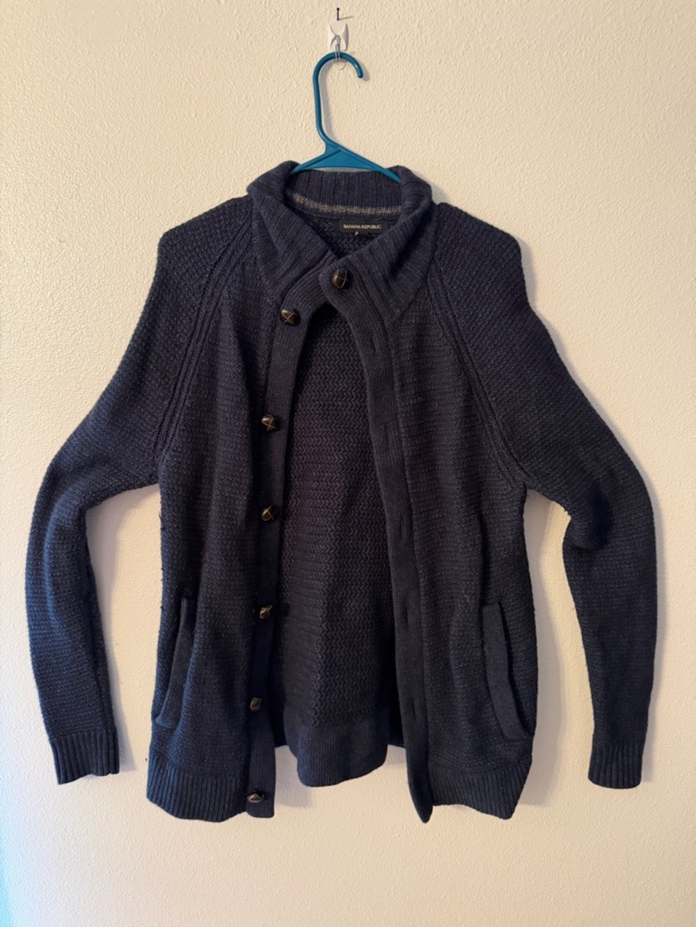 Banana Republic Navy Shawl-Collar Button-Front Men's Cardigan